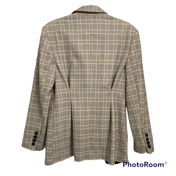 ASOS / Yellow, Black & White Hounds Tooth Print Blazer Size US 8 - Picture 2 of 12